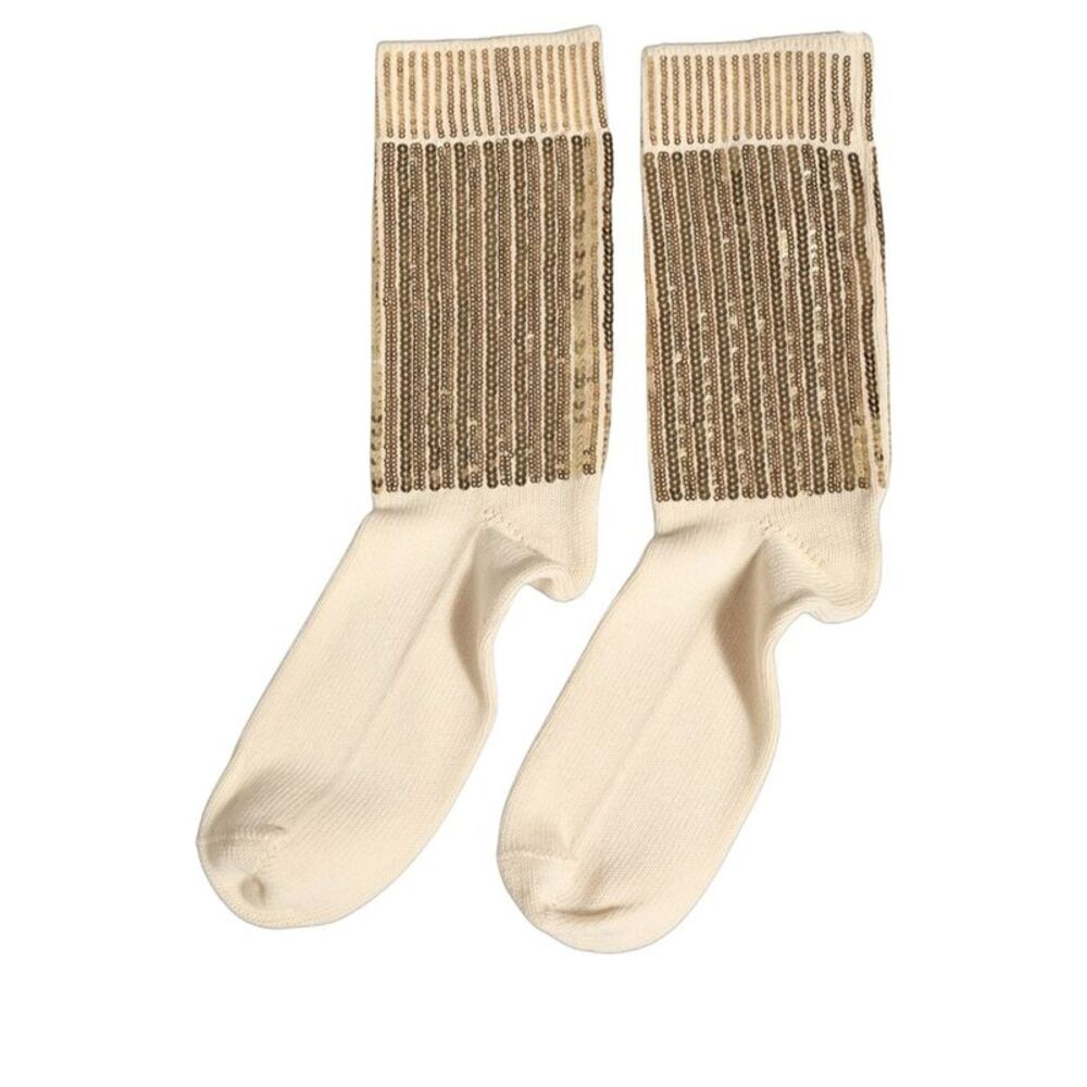 Dolce & Gabbana Off White Sequin Cotton Mid Calf Accessory Men's Socks